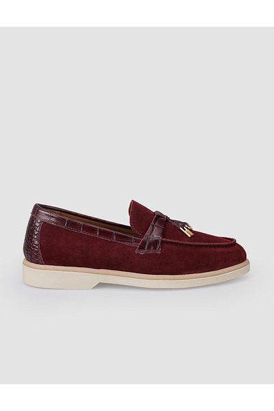Cabani 100% Genuine Leather Burgundy Suede Women's Loafer