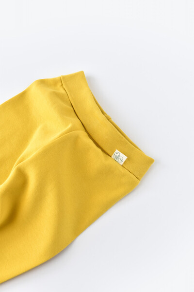 BabyCosy Pantaloni cu Botosei - Bumbac organic Galben pal BabyCosy, 3-6 luni