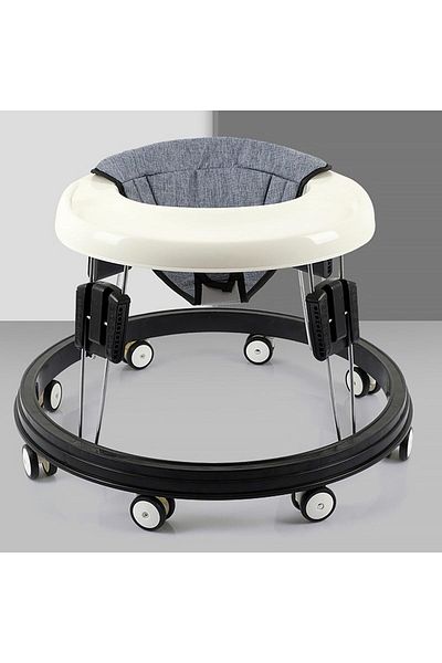 COOYA Baby Walker, Foldable, 9-Height Adjustable, Anti-Rollover, Mute Wheels, Breathable Cushion