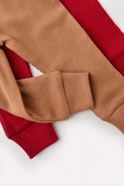 BabyCosy Set of 2 Unisex Baby Pants - Brown/red