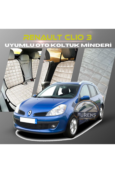 SHOOPLAA طقم وسائد مقعد السيارة رينو كليو 3 باللون البيج مع جيوب ريش تايلاندي...