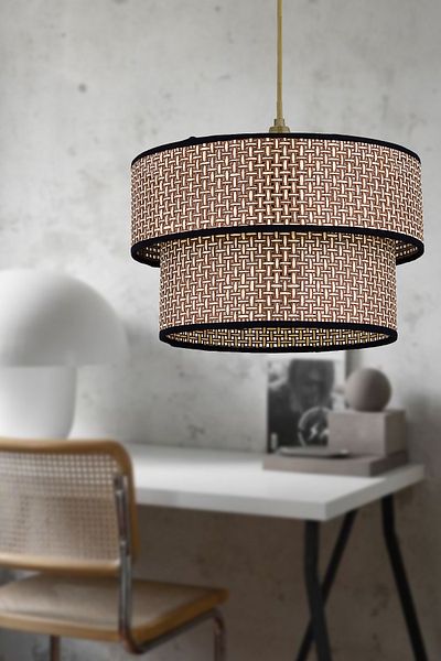Emg DesiGn Rattan 2 Tier Cake Pendant Lamp Chandelier Children's Room Bedroom Living Room Kitchen Hall