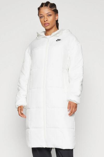 Nike Palton pentru femei Therma Fit Classic în stil casual alb