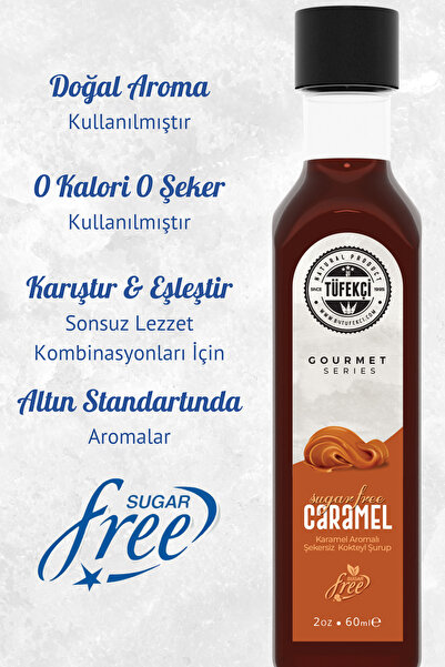 By Tüfekçi Şekersiz (SUGAR FREE) 4 Adet Deneme Şurup Seti Kahve Ve Kokteyl Şurubu Kalorisiz Formül (4X60ML)