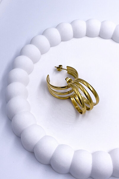 Radino Collection Women's Gold Half Hoop Design Steel Earrings Does Not Tarnish