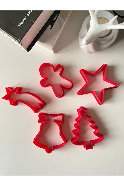 The Plasti مجموعة قوالب كوكي عيد الميلاد مكونة من 5 قطع / (نجمة - زنجبيل - شج...