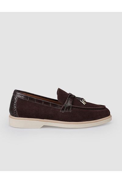 Cabani 100% Genuine Leather Brown Suede Women's Loafer