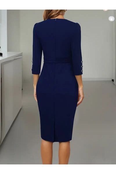 Viyamo Rochie elegantă din țesătură importată de lungime midi, cu centură și nasturi, sezon nou