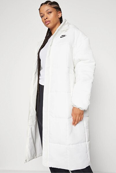 Nike Palton pentru femei Therma Fit Classic în stil casual alb