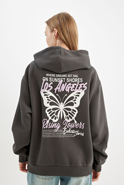 DeFacto Coool Oversize Wide Fit Hooded Printed Thick Fabric Sweatshirt