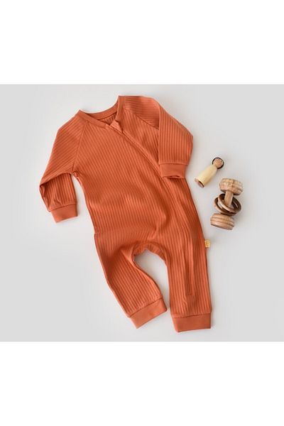 BabyCosy Salopeta Cu Fermoar Cu Maneca Lunga Si Pantaloni Lungi Portocaliu