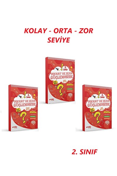Artıbir Yayınları 2. Sınıf Dikkat ve Zeka Güçlendirme 3'lü Set Kolay, Orta, Z...