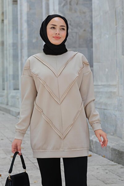 LOCCO Stone Colored Front V Detailed Tunic