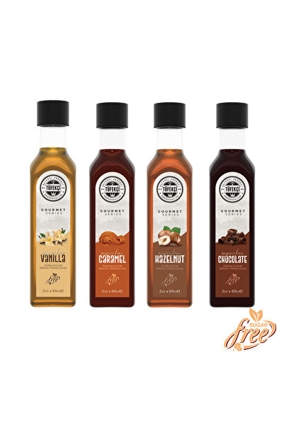 By Tüfekçi Şekersiz (SUGAR FREE) 4 Adet Deneme Şurup Seti Kahve Ve Kokteyl Şurubu Kalorisiz Formül (4X60ML)
