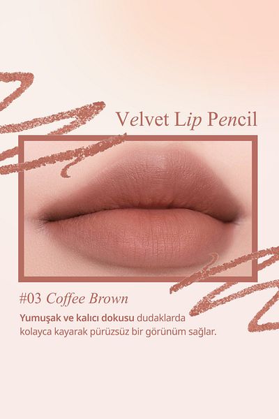 CLIO Clio Velvet Lip Pencil Set 03 Coffee Brown - Creamy Formula with Lip Liner and Sharpener