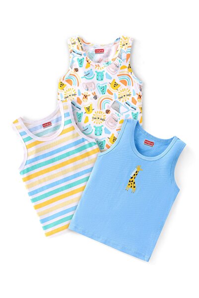 Babyhug 100% قطن بدون أكمام سترات ساندو مخططة وطبعة جلد النمر عبوة من 3 قطع -...