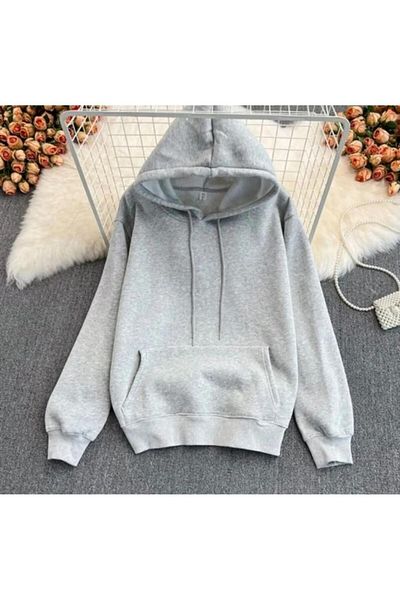 New Shine Χειμερινό φούτερ με στάμπα Los Angeles Oversize - Fleece εσωτερικά