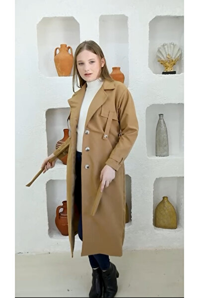 Puddra Trençkot Su İtici Özellikli Kırışmaz Kumaş Uzun