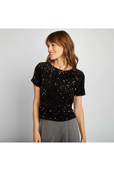 KIABI Sequined party T-shirt black