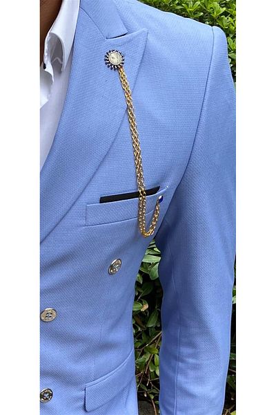 AGUSTİNİ Agustini Baby Blue - Double Breasted Pointed Neck Suit