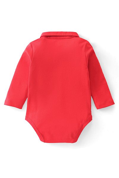 Babyhug بدلة نوم بيبي هاج 100% قطنية محبوكة بأكمام طويلة مطبوعة بموضوع رجال الإطفاء - أحمر