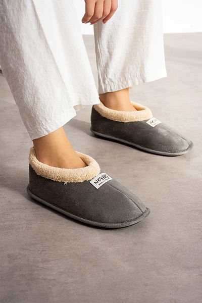 Linosso Ucc Unisex Γκρι Μάλλινες Χειμερινές Παντόφλες - Home Boots - Shoes