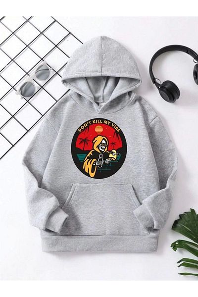 New Shine Unisex Μαύρο φούτερ με κουκούλα με στάμπα Astronaut