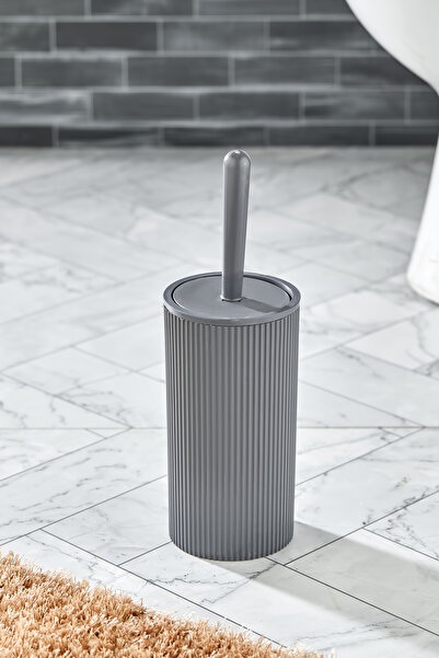 Homie Line Çizgili Yuvarlak Kapaklı WC Banyo Fırçası - Tuvalet Fırçası