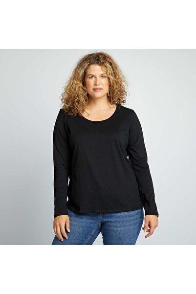 KIABI Plain long-sleeved jersey T-shirt black