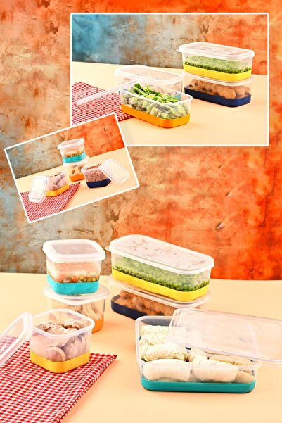 Anadolu Saray 3 Adet 2000ml Silikon Tabanlı Bas Çıkar Buzdolabı  Difriz Derin Dondurucu Düzenleyici Saklama Kabı