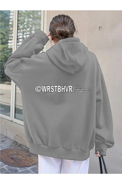 New Shine Φούτερ με κουκούλα Unisex Oversize Μαύρο Wrst