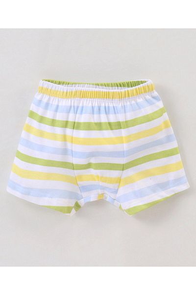 Babyhug مجموعة من 3 سراويل داخلية مخططة ومطبوعة برسومات سيارات مصنوعة من القطن بنسبة 100% - باللونين الأزرق والأبيض