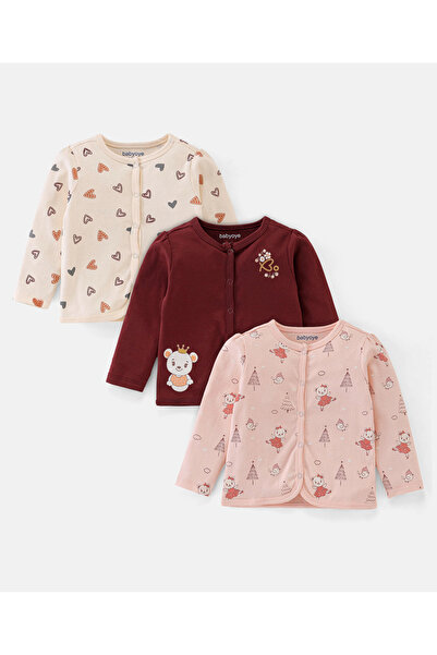 Babyoye سترة حرارية من القطن صديقة للبيئة بأكمام كاملة، عبوة من 3 قطع، تيدي و...