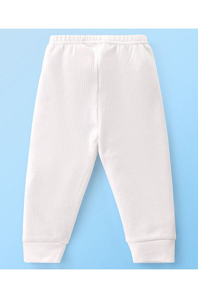 Babyhug Babyhug Cotton Full Length Thermal Leggings Solid- Off White