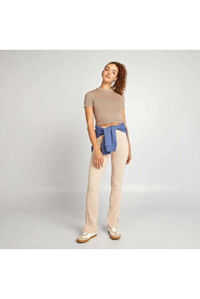 KIABI Short-sleeved cropped T-shirt BEIGE