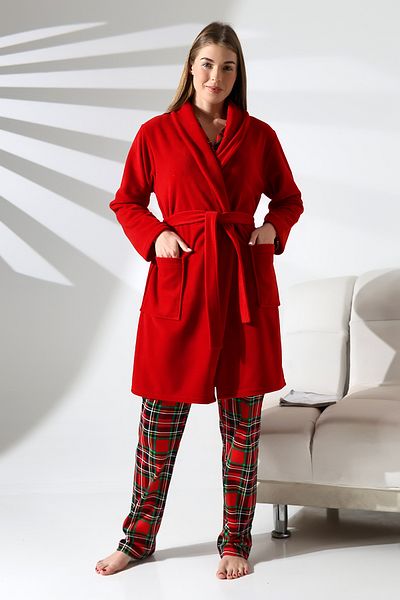 LİKAPA 3-Piece Plaid Morning Pajama Suit