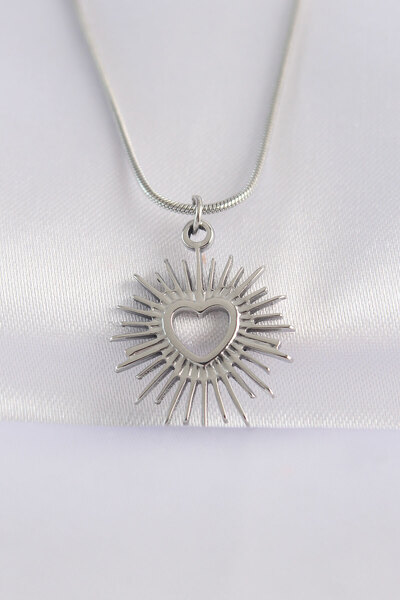 Skygo سلسلة فولاذية 316L فضية اللون بتصميم قلب الشمس - TJ-BKO8658