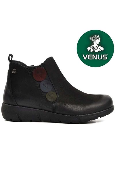 Kids Club Shoes Venus Şeb Γνήσιο Δερμάτινο Επίπεδη Αντιολισθητική Σόλα Ορθοπεδικές Γυναικείες Μπότες ΜΑΥΡΟ