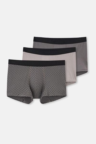 Dagi Hellgrau-graue 4210 3-teilige gemusterte Micro-Modal-Boxershorts