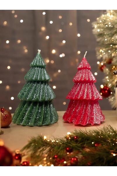 MERİNSHOP ÖZEL TASARIM YENİ YIL HEDİYESİ YILBAŞI SİMLİ KUTULU ÇAM AĞACI MUM 2...