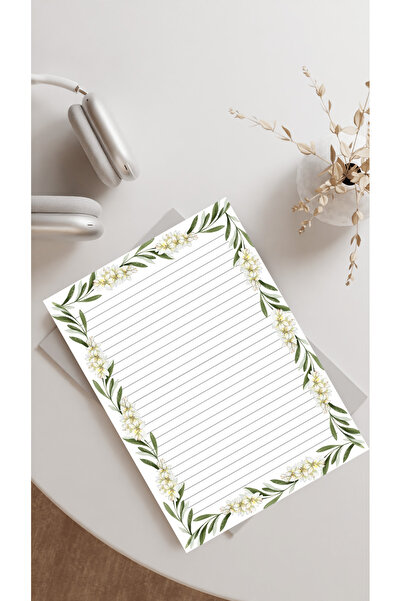 HOBİREYON 20 Adet 20x28 Cm Boyutunda Çiçekli Mektup Kağıdı/not Kağıdı (MODEL 13)