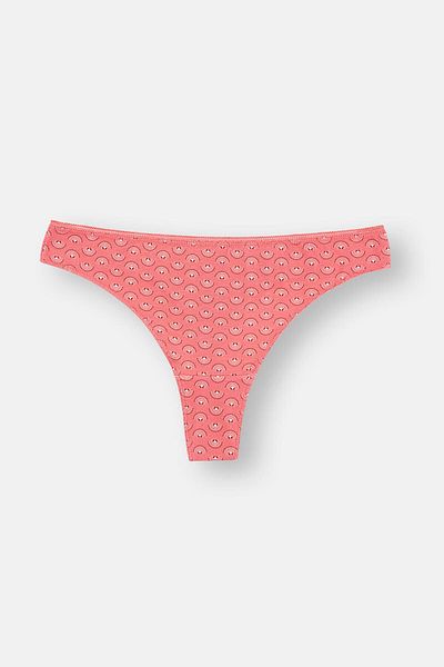 Dagi Pflaumen-Rosa-Türkis Damen 3-teiliges gemustertes Tanga-Höschen