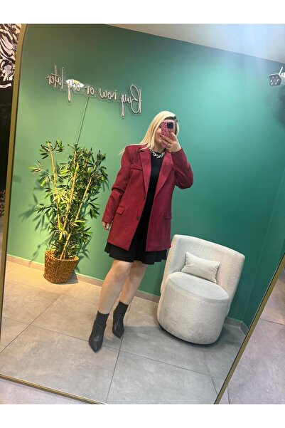Tuğba Süet Bordo Blazer Ceket