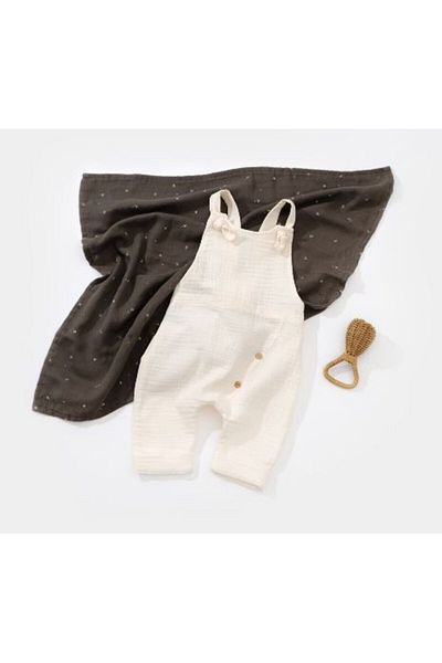 BabyCosy Salopeta De Vara Cu Pantaloni Lungi Din Muselina, Ecru