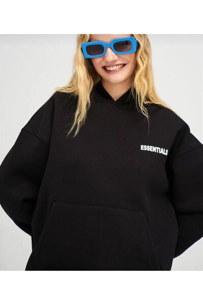 New Shine Hanorac unisex negru 303 Essentials imprimat cu 2 fire