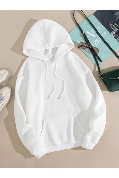 New Shine -φούτερ unisex απλό Hodies 3 κλωστών συμπαγές ύφασμα (ΒΑΜΒΑΚΙ ΕΣΩΤΕΡΙΚΟ)