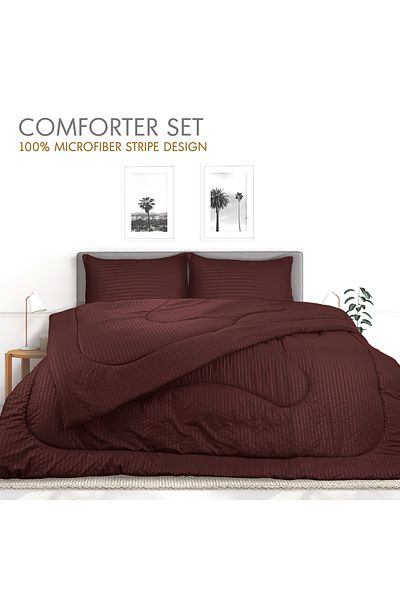 Hotel Linen Klub Stripe Comforter Set- Ultra Soft Brushed Microfiber Fabric, Soft Siliconized Fiber Filling