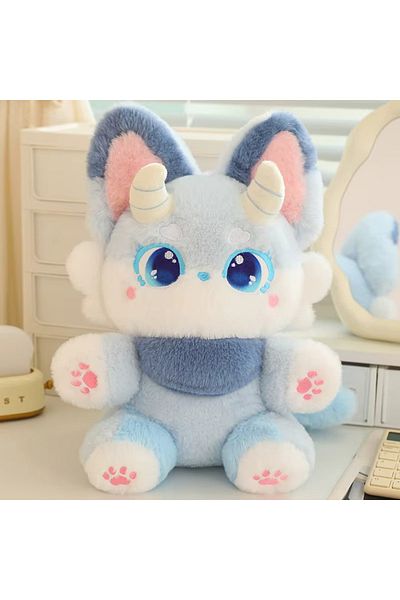 NB market 35cm Blue Dragon Plush Toy - New Style Anime Sleeping Companion Doll Dragon