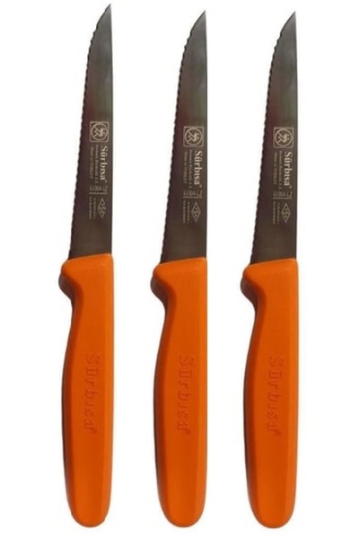 Sürbisa Surbisa 3 Pieces Vegetable & Fruit Knife Laser Sharpened Orange 61004-Lz