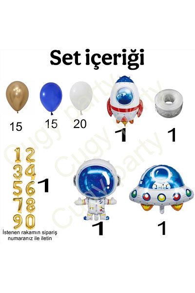 CUGY Birthday Party Set with Astronaut Space Shuttle and Ufo Concept with Age Options